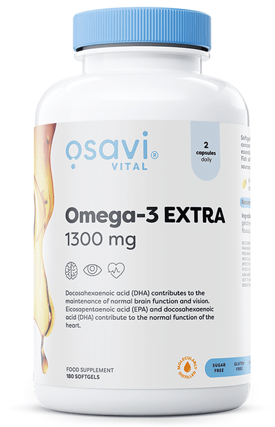 Osavi Health and Wellbeing Omega-3 Extra Molecularly Distilled, 1300mg (Lemon) - 180 softgels