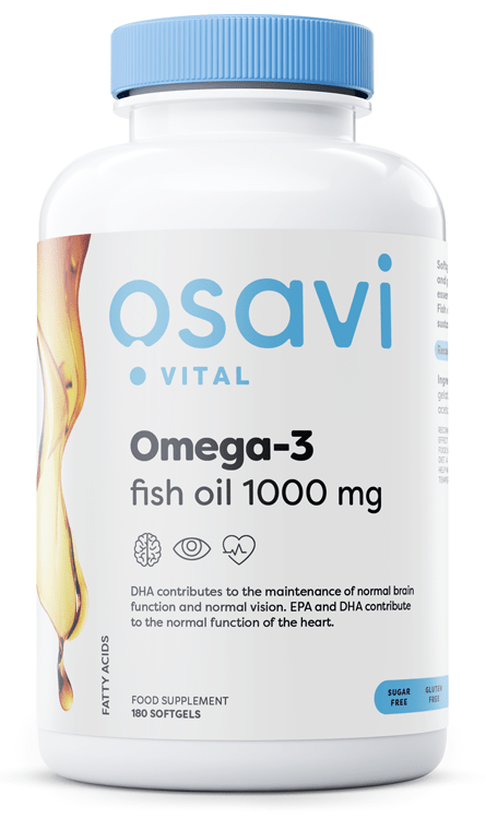 Osavi Health and Wellbeing Omega-3 Fish Oil Molecularly Distilled, 1000mg - 180 softgels