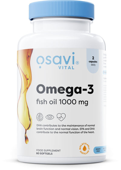 Osavi Health and Wellbeing Omega-3 Fish Oil Molecularly Distilled, 1000mg - 60 softgels
