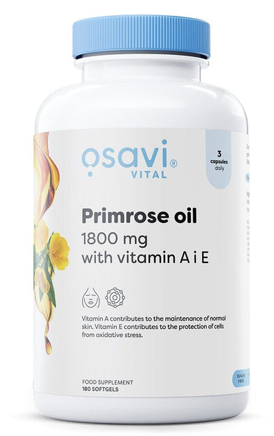 Osavi Health and Wellbeing Primrose Oil with Vitamin A & E, 1800mg - 180 softgels