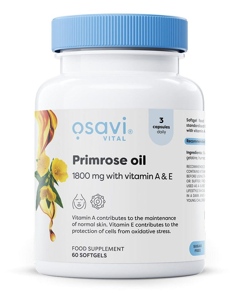 Osavi Health and Wellbeing Primrose Oil with Vitamin A & E, 1800mg - 60 softgels