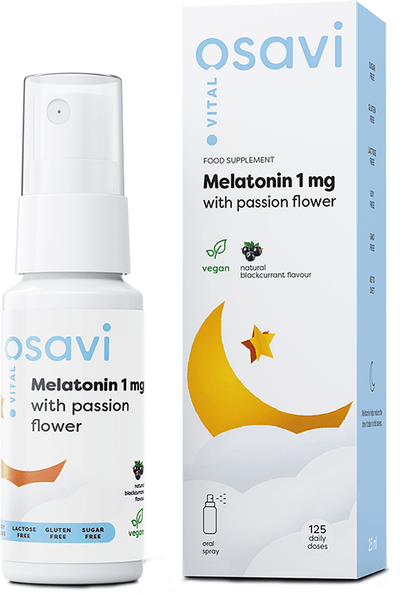 Osavi Melatonin with Passion Flower Oral Spray, 1mg (Blackcurrant) - 25 ml.