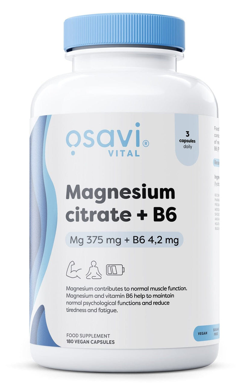 Osavi Nootropics & Supplements Magnesium Citrate + B6, 375mg + 4.2mg - 180 vcaps