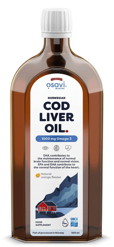 Osavi Norwegian Cod Liver Oil, 1000mg Omega 3 (Orange) - 500 ml.