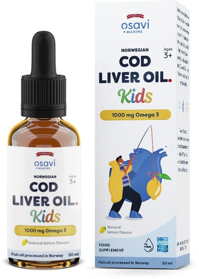 Osavi Norwegian Cod Liver Oil Kids, 1000mg Omega 3 (Lemon) - 50 ml.