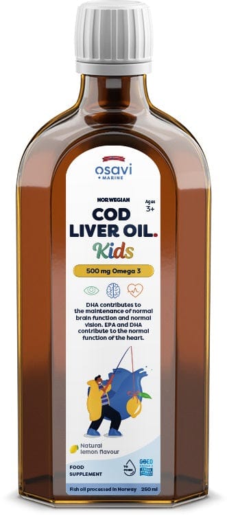Osavi Norwegian Cod Liver Oil Kids, 500mg Omega 3 (Lemon) - 250 ml.
