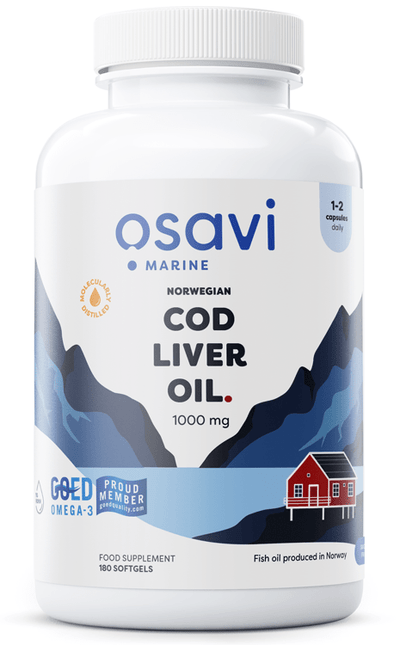 Osavi Norwegian Cod Liver Oil Softgels, 1000mg (Lemon) - 180 softgels