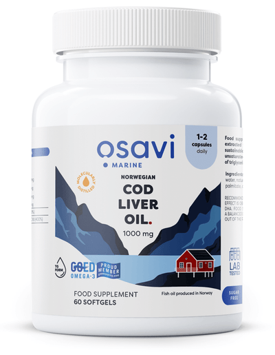 Osavi Norwegian Cod Liver Oil Softgels, 1000mg (Lemon) - 60 softgels