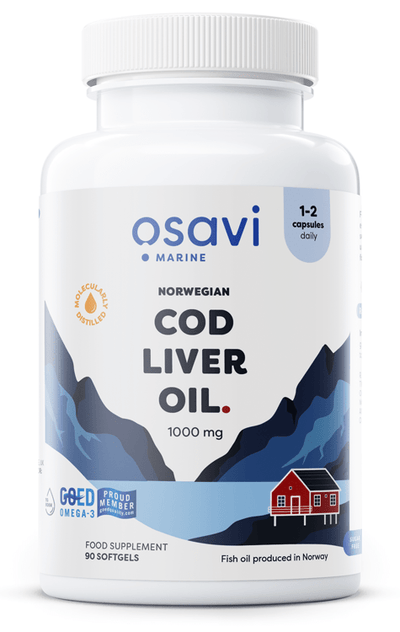 Osavi Norwegian Cod Liver Oil Softgels, 1000mg (Lemon) - 90 softgels