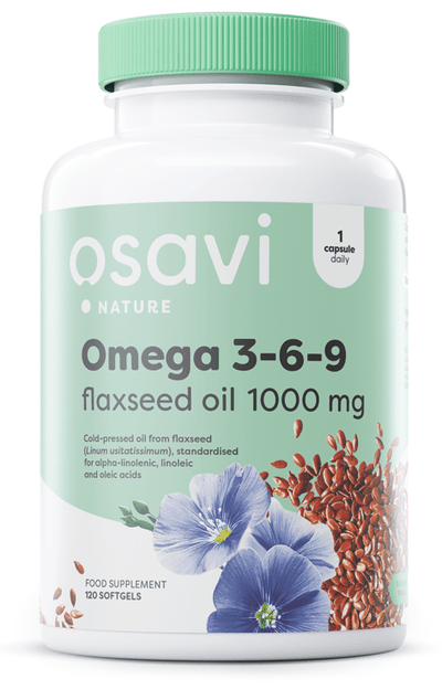 Osavi Omega 3-6-9 Flaxseed Oil, 1000mg - 120 softgels