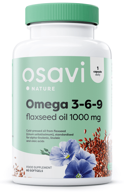 Osavi Omega 3-6-9 Flaxseed Oil, 1000mg - 60 softgels