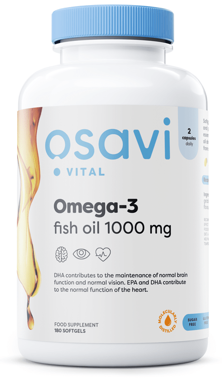 Osavi Omega-3 Fish Oil Molecularly Distilled, 1000mg (Lemon) - 180 softgels