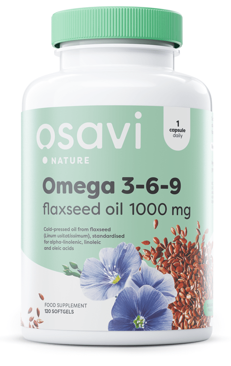 Osavi Omegas, EFAs, CLA, Oils Omega 3-6-9 Flaxseed Oil, 1000mg - 120 softgels
