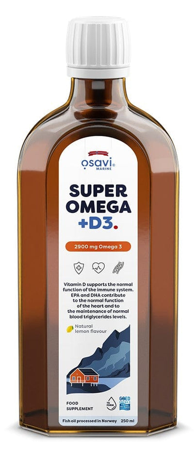 Osavi Omegas, EFAs, CLA, Oils Super Omega + D3, 2900mg Omega 3 (Lemon) - 250 ml.