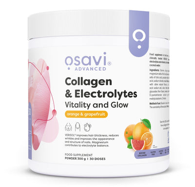 Osavi Supplements Collagen Electrolytes Vitality and Glow, Orange & Grapefruit - 300 grams