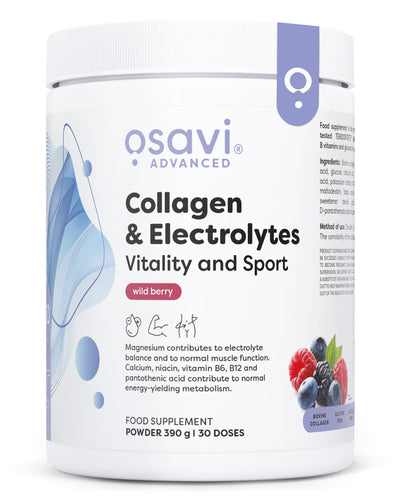 Osavi Supplements Collagen Electrolytes Vitality and Sport, Wild Berry - 390 grams