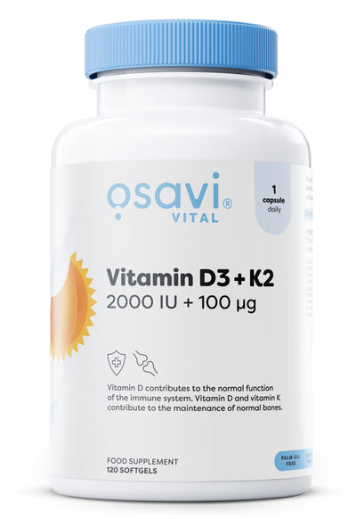 Osavi Vitamins & Minerals Vitamin D3 + K2, 2000IU + 100mcg - 120 softgels