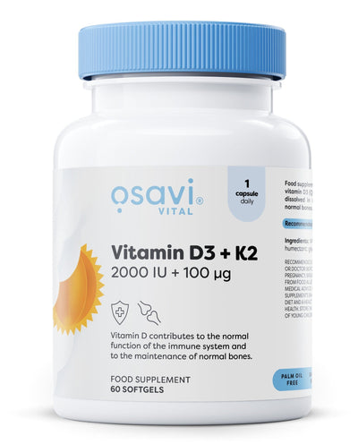 Osavi Vitamins & Minerals Vitamin D3 + K2, 2000IU + 100mcg - 60 softgels