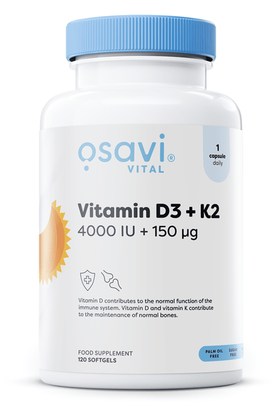 Osavi Vitamins & Minerals Vitamin D3 + K2, 4000IU + 150mcg - 120 softgels