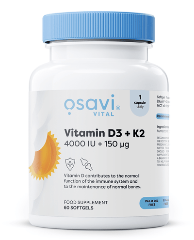 Osavi Vitamins & Minerals Vitamin D3 + K2, 4000IU + 150mcg - 60 softgels