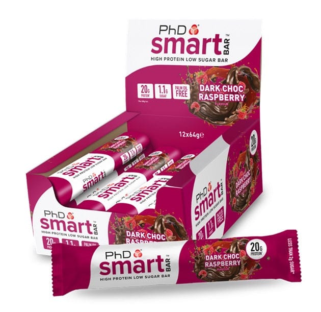 PhD Smart Bar, Dark Choc Raspberry - 12 x 64g