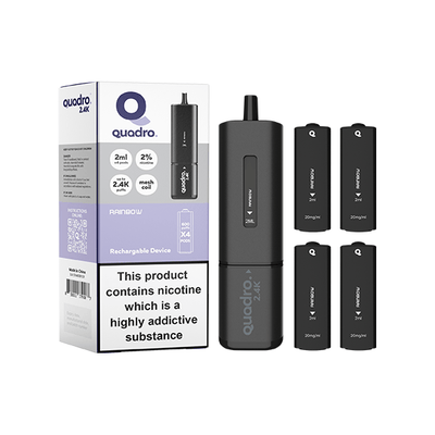 Quadro Vaping Products 20mg Quadro 2.4K Pod Vape Kit 4 in 1 Black Series 2400 Puffs