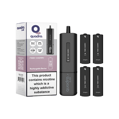 Quadro Vaping Products 20mg Quadro 2.4K Pod Vape Kit 4 in 1 Black Series 2400 Puffs