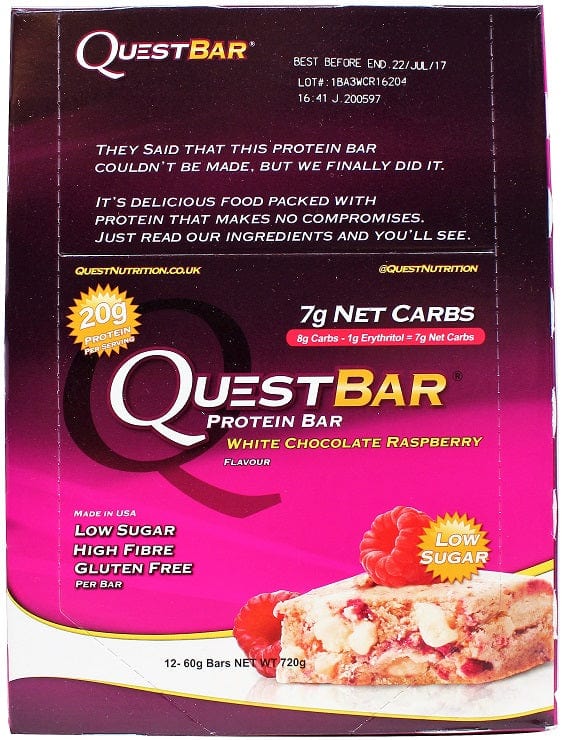 Quest Nutrition Quest Bar, White Chocolate Raspberry - 12 bars