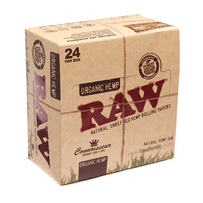 Raw Smoking Products 24 Raw Organic Hemp King Size Slim Papers + Tips (Connoisseur)