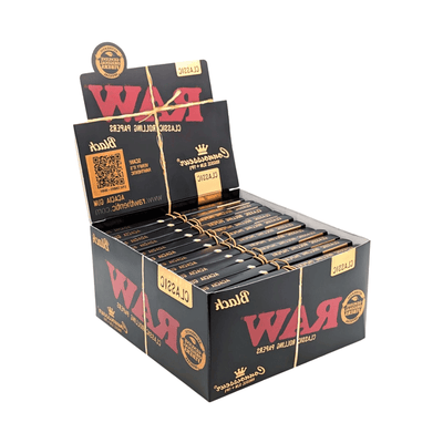 Raw Smoking Products Raw Black Classic King Size Slim Connoisseur Rolling Papers + Tips (24 Pack)