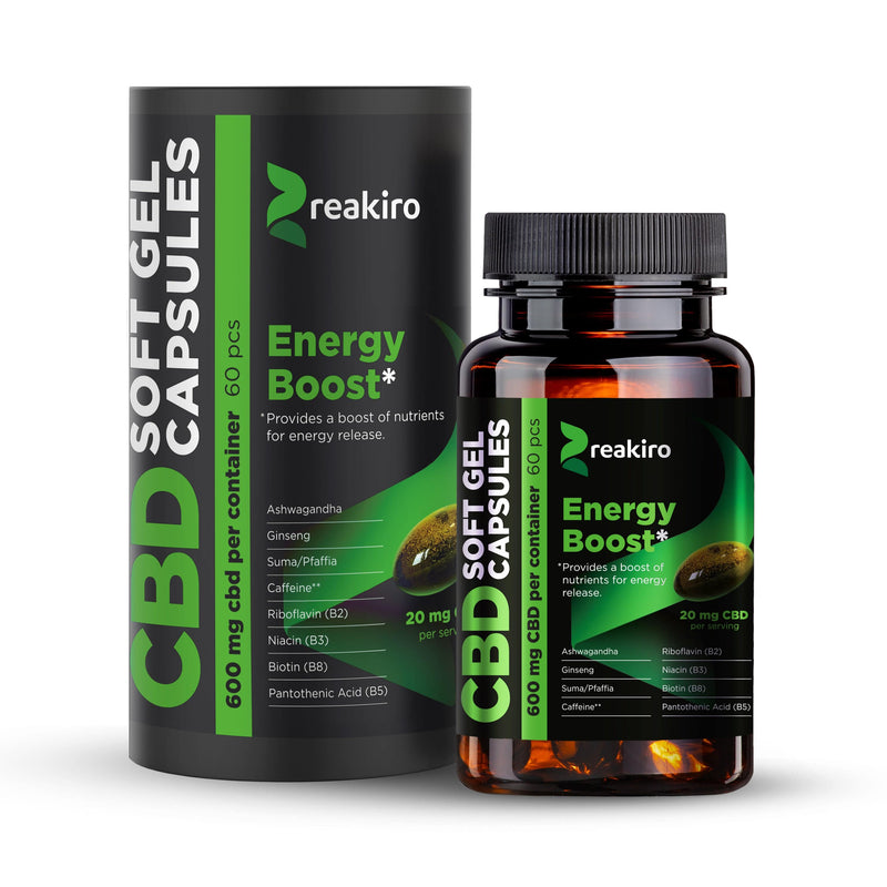 Reakiro Supplements Reakiro Energy Boost CBD Capsules 600mg CBD 60pcs