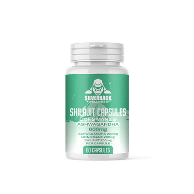 Silverback Wellness Nootropics & Supplements Silverback Wellness 600mg Ashwagandha & Lion's Mane Infused Shilajit Capsules - 60 Caps