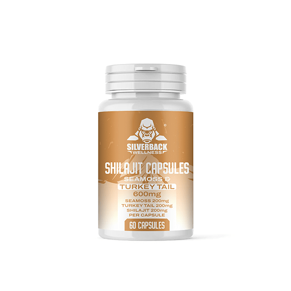 Silverback Wellness Nootropics & Supplements Silverback Wellness 600mg Seamoss & Turkey Tail Infused Shilajit Capsules - 60 Caps