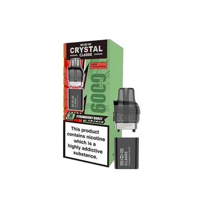 SKE Vaping Products SKE Crystal CL6000 20mg Replacement Prefilled Pods 2ml 1200 Puffs 2 Pcs