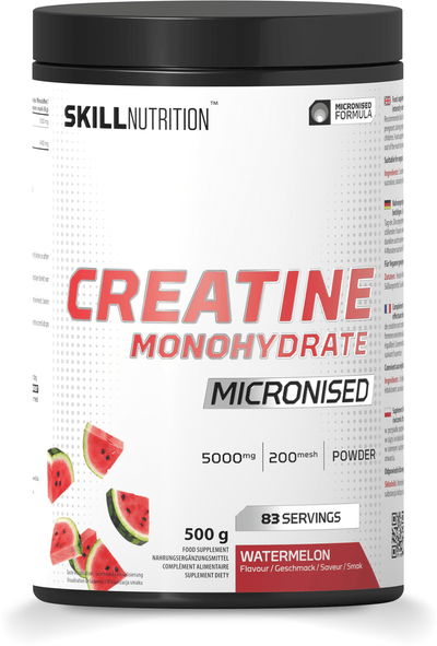 Skill Nutrition Creatine Supplements Micronised Creatine Monohydrate Flavoured, Watermelon - 500 grams