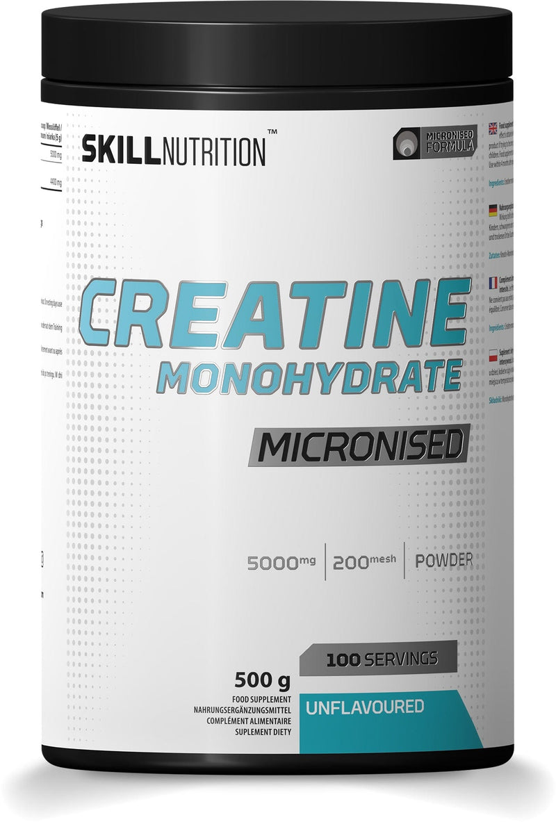 Skill Nutrition Creatine Supplements Micronised Creatine Monohydrate Unflavoured - 500 grams