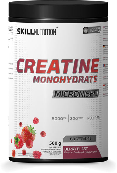 Skill Nutrition Micronised Creatine Monohydrate, Berry Blast - 500g