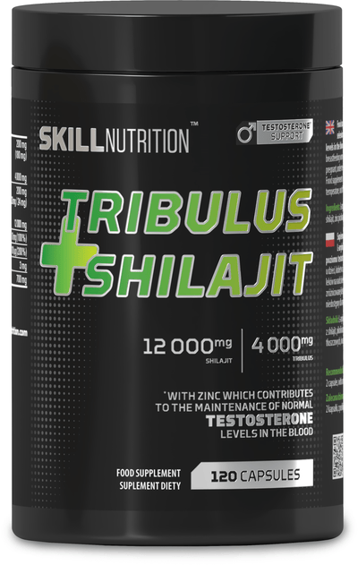 Skill Nutrition Natural Testosterone Support Tribulus + Shilajit - 120 vegan caps