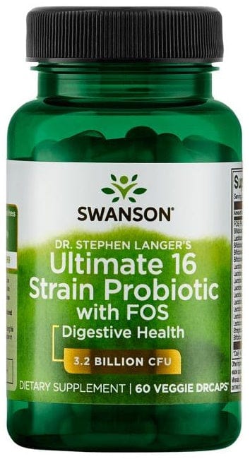 Swanson Health and Wellbeing Dr. Stephen Langer's Ultimate 16 Strain Probiotic with FOS, 3.2 Billion CFU - 60 vcaps