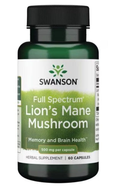 Swanson Health and Wellbeing Full Spectrum Lion's Mane Mushroom, 500mg - 60 caps