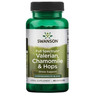 Swanson Health and Wellbeing Full Spectrum Valerian, Chamomile & Hops - 60 caps