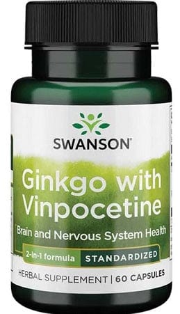Swanson Health and Wellbeing Ginkgo with Vinpocetine Standardized - 60 caps