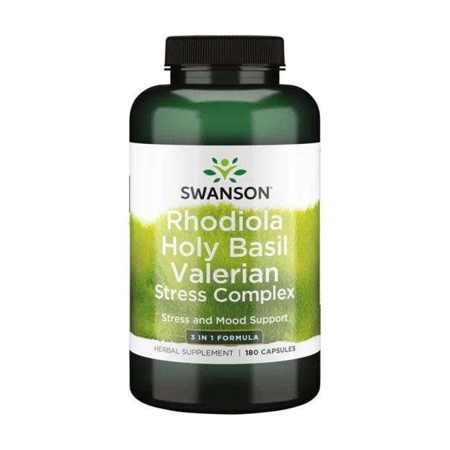 Swanson Health and Wellbeing Rhodiola Holy Basil Valerian Stress Complex - 180 caps