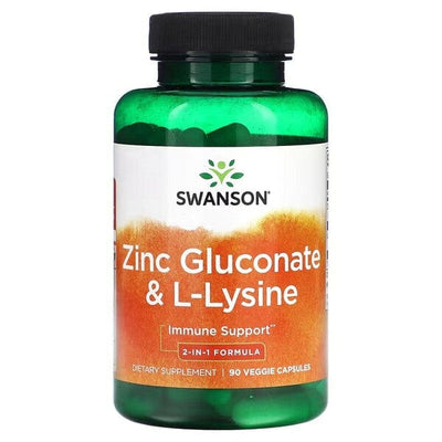 Swanson Health and Wellbeing Zinc Gluconate & L-Lysine - 90 vcaps