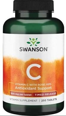 Swanson Nootropics & Supplements Vitamin C with Rose Hips - Timed-Release, 500mg - 250 tablets