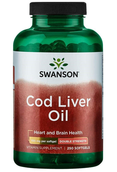Swanson Omegas, EFAs, CLA, Oils Cod Liver Oil, 700mg Double-Strength - 250 softgels