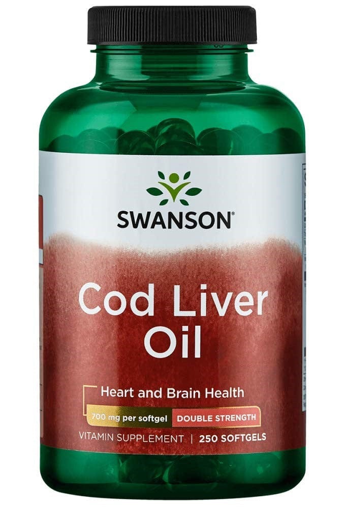Swanson Omegas, EFAs, CLA, Oils Cod Liver Oil, 700mg Double-Strength - 250 softgels