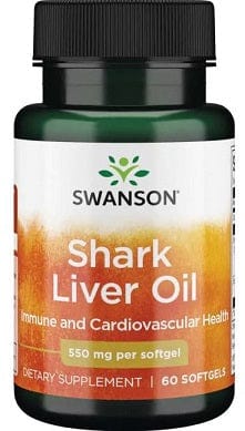 Swanson Omegas, EFAs, CLA, Oils Shark Liver Oil, 550mg - 60 softgels