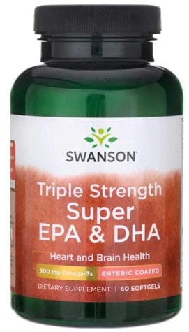 Swanson Omegas, EFAs, CLA, Oils Triple Strength Super EPA & DHA, 900mg - 60 softgels