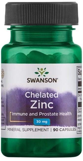 Swanson Vitamins & Minerals Chelated Zinc, 30mg - 90 caps
